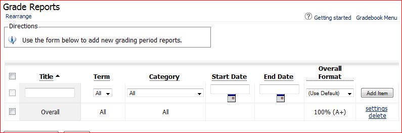 Gradebook Overall Report